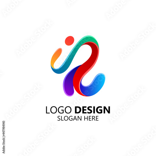 colorful people logo design template