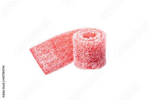 Fotografie Sugar coated, long chewy Jelly , isolated on a white background