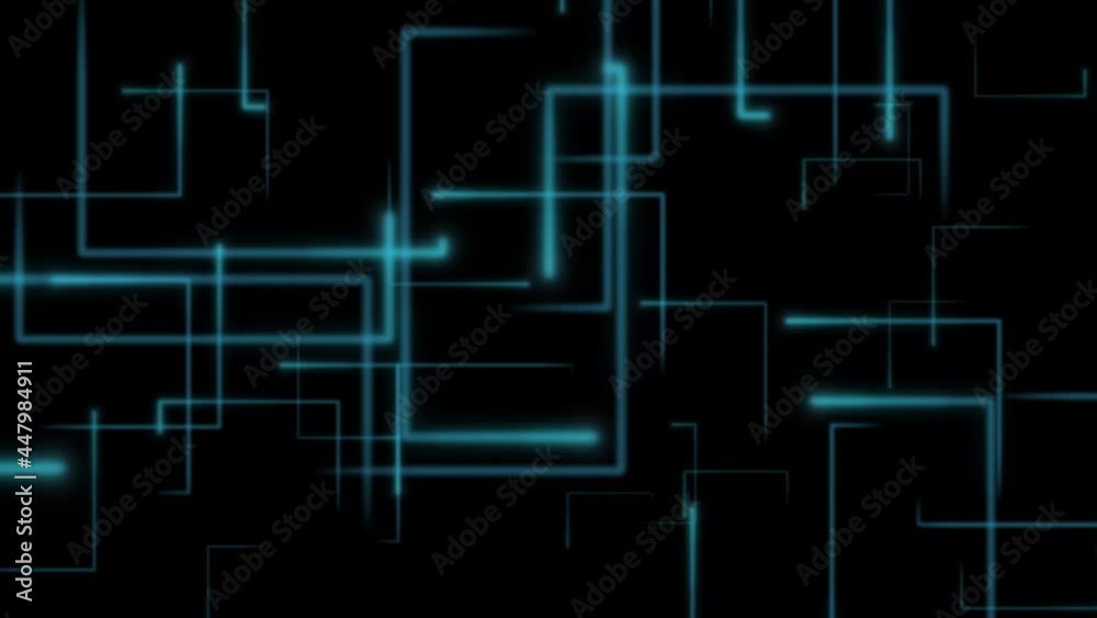 Concept of network and communication (Lots of blue square lines on black background, seamless loop) Concept of network and communication (Lots of blue square lines on black background, seamless loop)