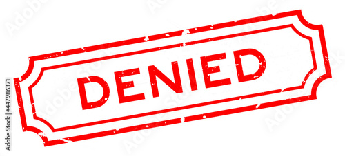 Grunge red denied word rubber seal stamp on white background