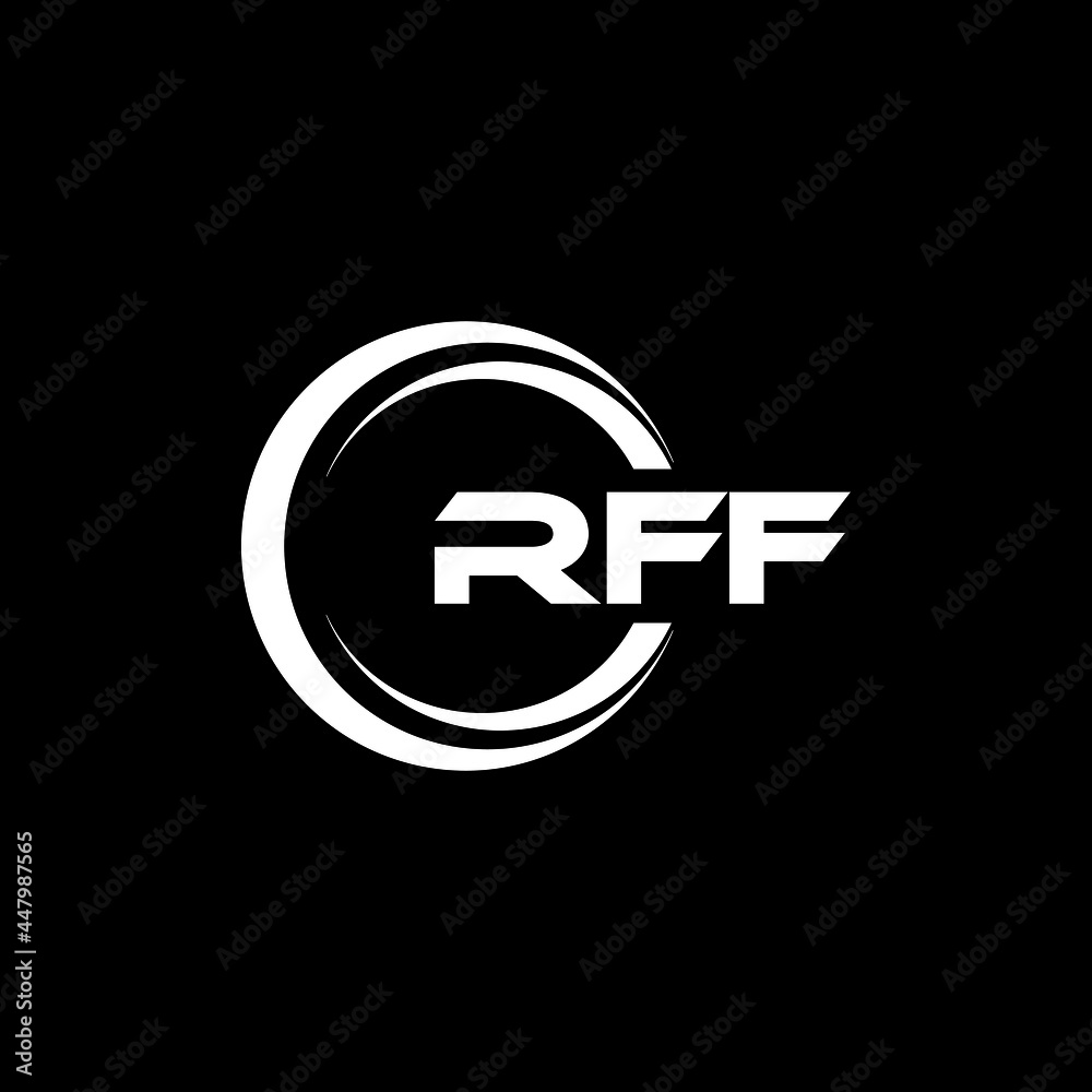 Vecteur Stock RFF letter logo design with black background in ...