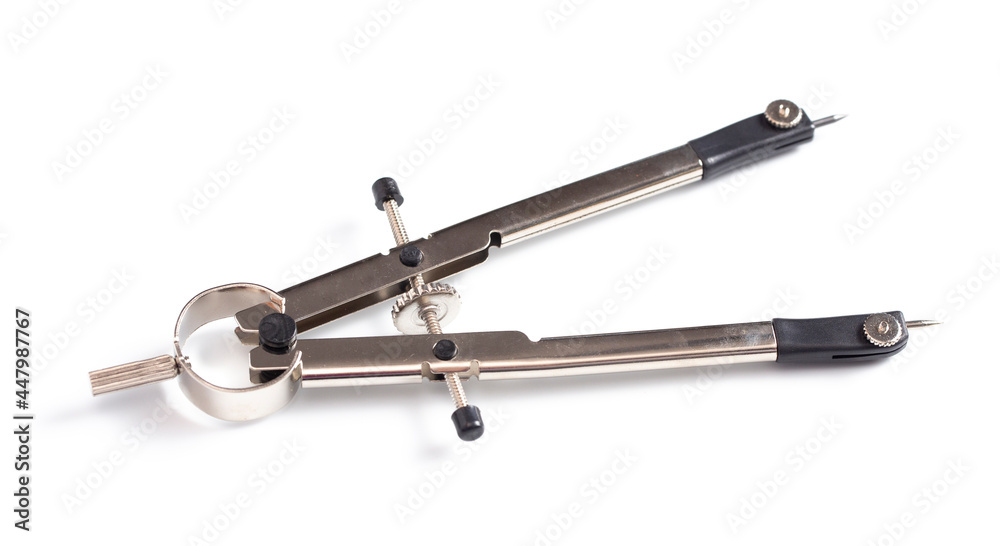 A Compass a Tool of Design and Geometry on a White Background A Compass a Tool of Design and Geometry on a White Background