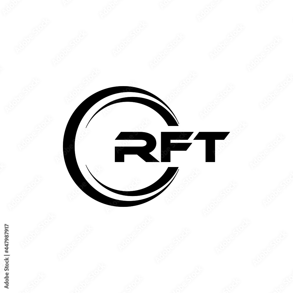 Vecteur Stock RFT letter logo design with white background in ...