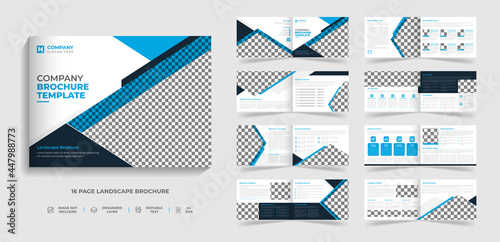 Corporate modern bi fold brochure template and company profile with red and black creative shapes annual report design ,Multipurpose editable template