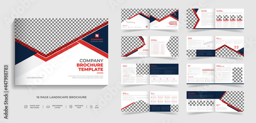 Bifold 16 page corporate modern landscape brochure template annual report design