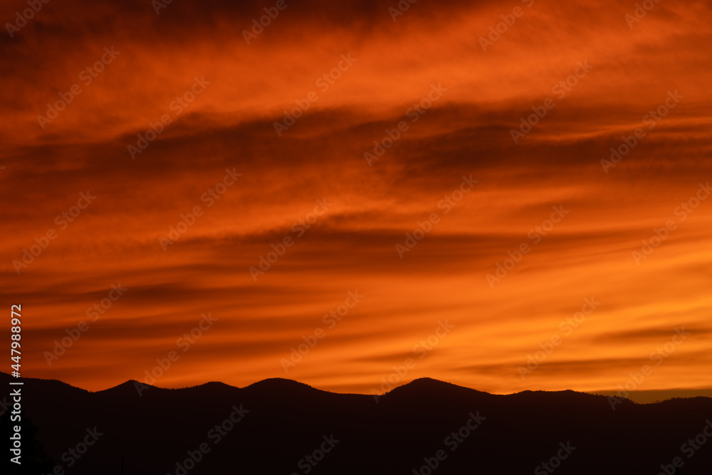 Sunset mountain and clouds