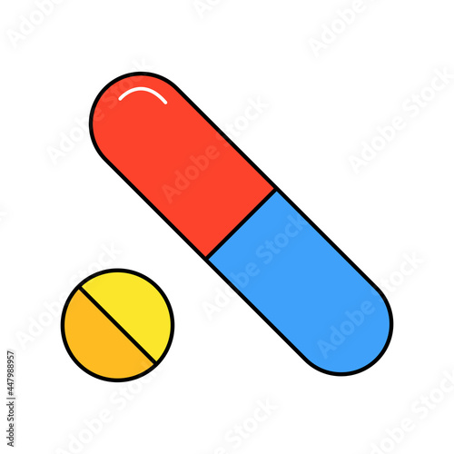 Vector illustration of capsule and tablet medicine.