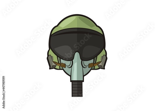 Jet fighter pilot helmet, simple flat illustration