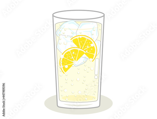レモンサワーやレモンジュースやレモンソーダをイメージしたドリンクのイラスト