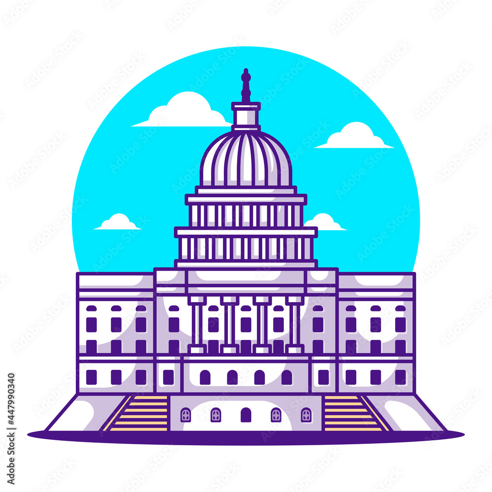 Illustrations of Capitol Hill. World Tourism Day, Building and Landmark Icon Concept