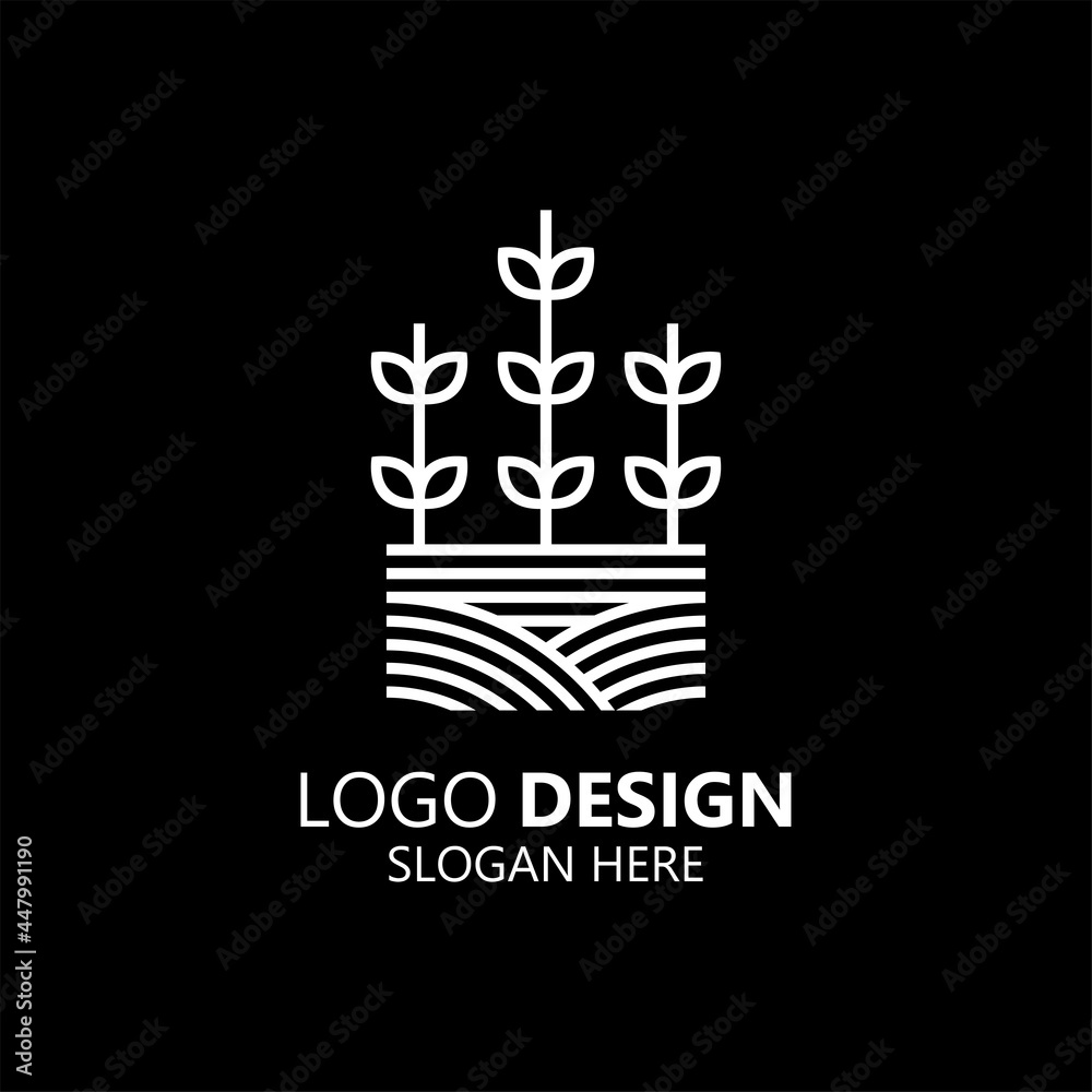 wheat field and agriculture logo design