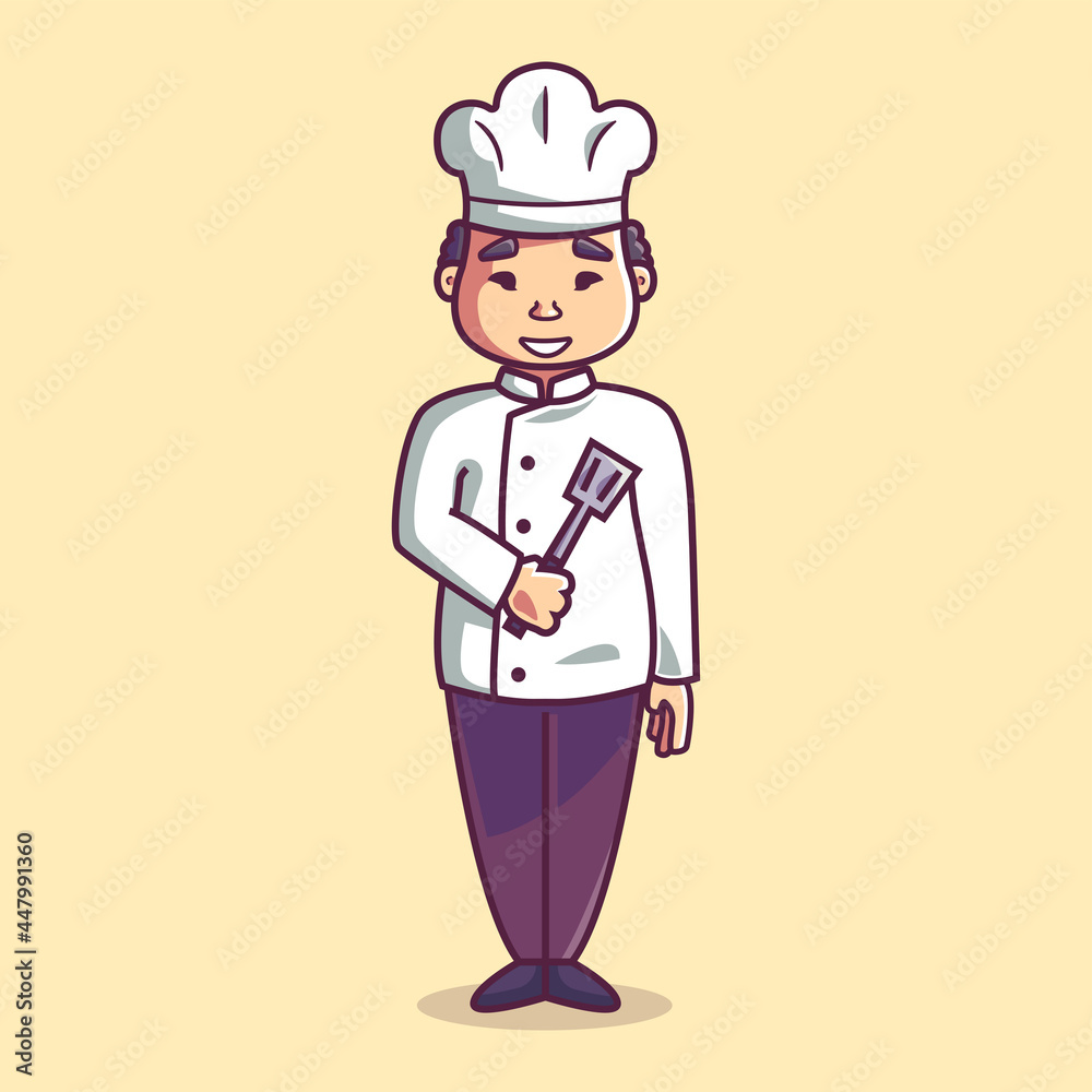 Chubby chef mascot character. Cartoon style character