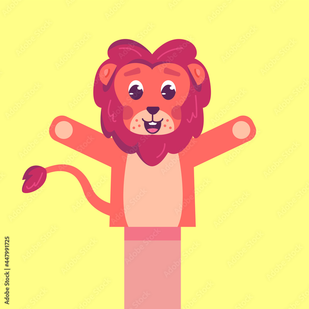 Obraz premium Lion hand Puppet. Hand drawn style
