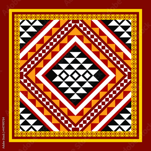 Geometric ethnic oriental seamless pattern traditional Design for background,carpet,wallpaper.clothing,wrapping,Batik fabric,Vector illustration.embroidery style - Sadu, sadou, sadow or sado