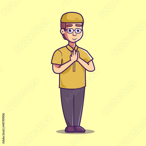 Young muslim character. Cartoon illustration style