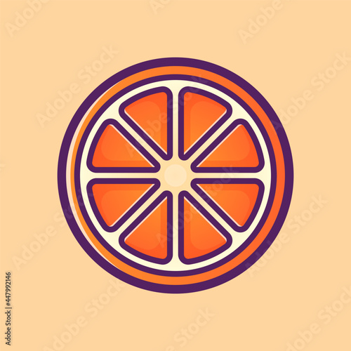 Split orange illustration. Cartoon icon style