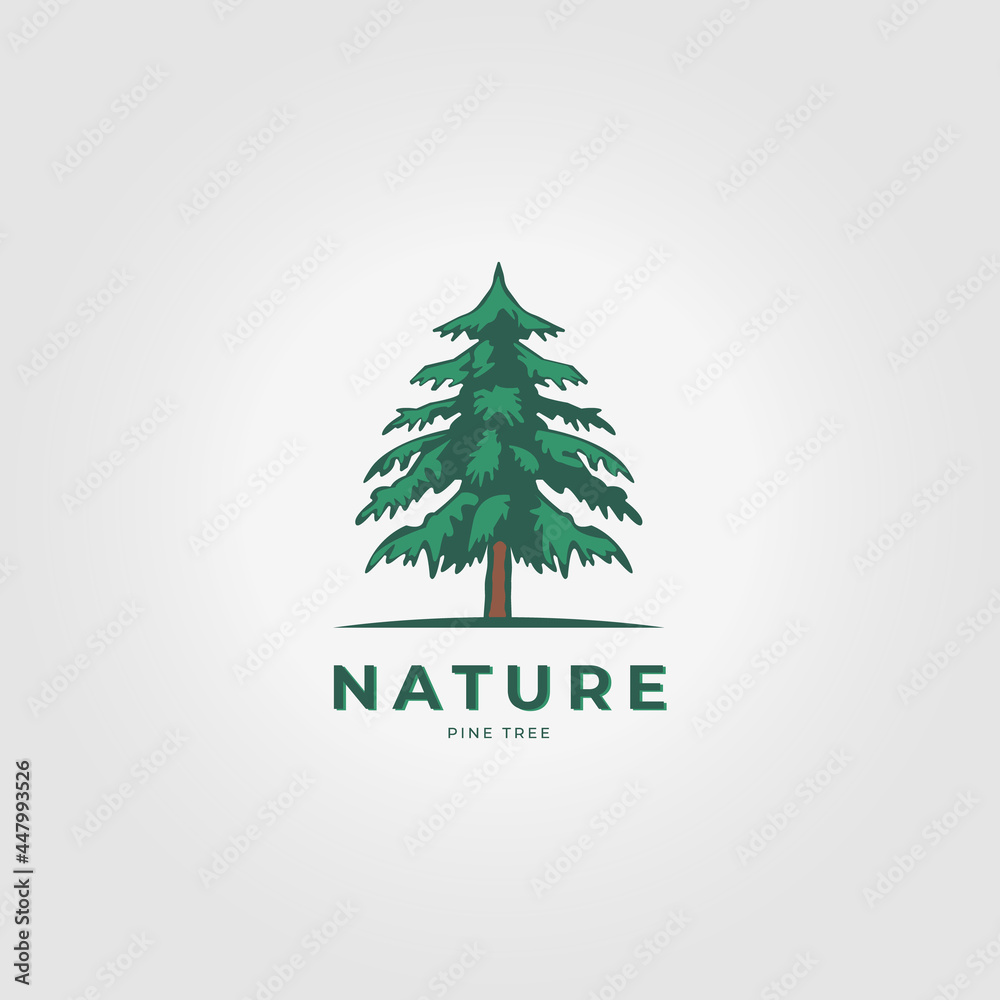 Pine Tree Logo Icon Vector Vintage Illustration Design