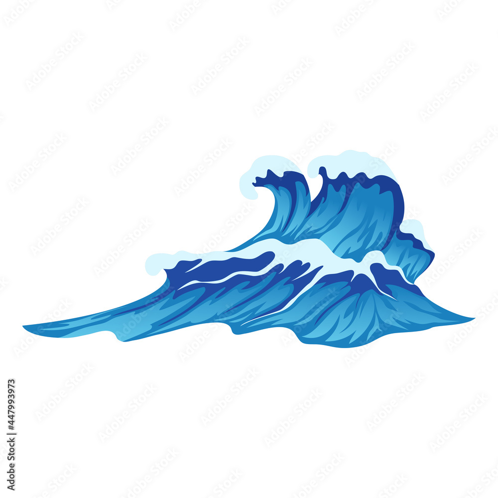 Abstract blue waves isolated white background. vector illustration