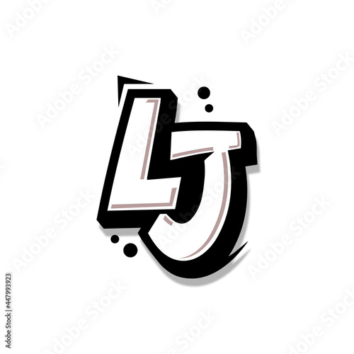 Simple Initial Logo Lettering Cartoon Grafity Black and White LJ photo