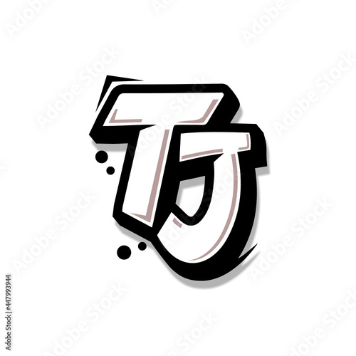 Simple Initial Logo Lettering Cartoon Grafity Black and White TJ