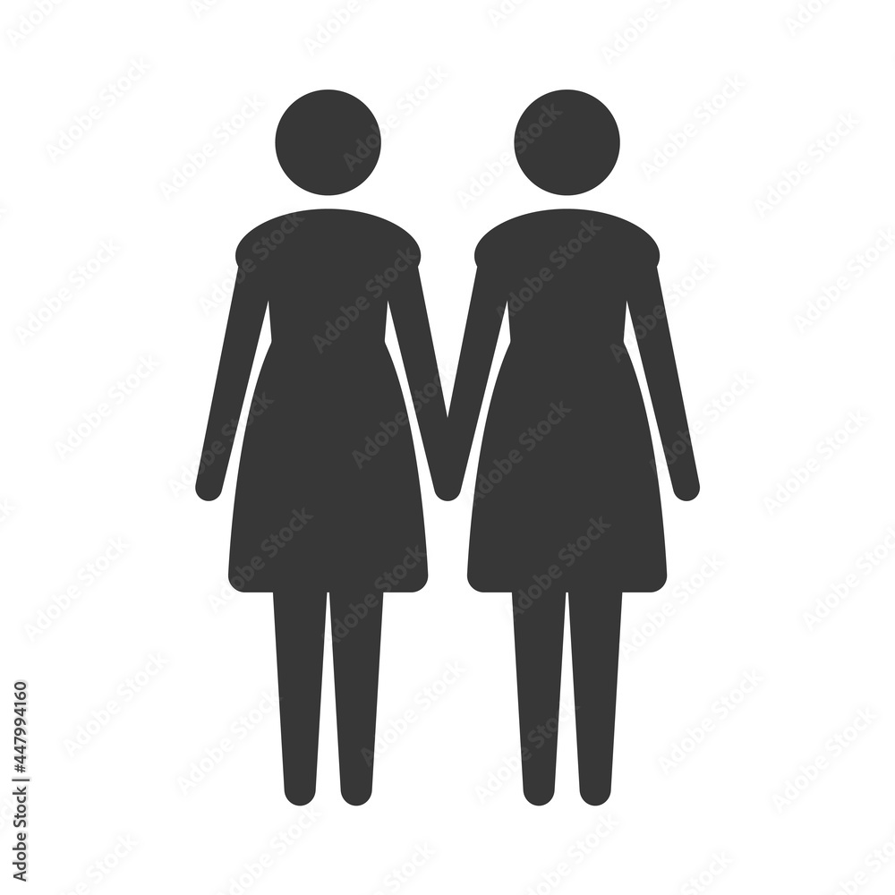 手をつなぐ2人の女性のアイコン:国際女性デー・双子・姉妹・カップル・ LGBTQ+ 手をつなぐ2人の女性のアイコン:国際女性デー・双子・姉妹・カップル・ LGBTQ+
