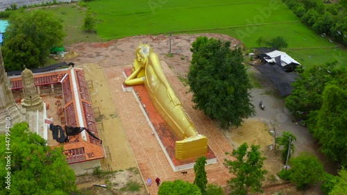 Wat Aranyikawas temple, reclining buddha and pagoda, in Chon Buri, Thailand, south east asia photo