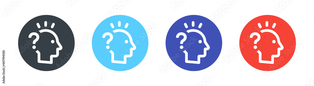 Amnesia, Alzheimer, Parkinson, forget icon. Person's head with question mark symbol.