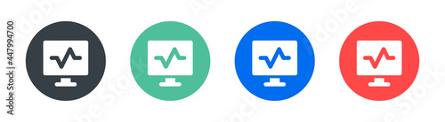Pulse monitor display screen icon. Health and medical concept.