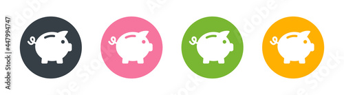 Piggy bank icon set. Saving symbol. Money box concept