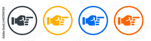 Finger pointing, point hand gesture vector icon. Graphic design