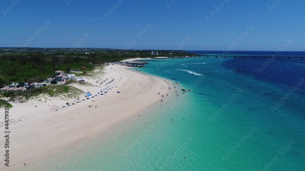 Aerial shot of maehama beach, miyako island, okinawa, Japan Aerial shot of maehama beach, miyako island, okinawa, Japan