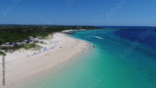 Aerial shot of maehama beach, miyako island, okinawa, Japan photo