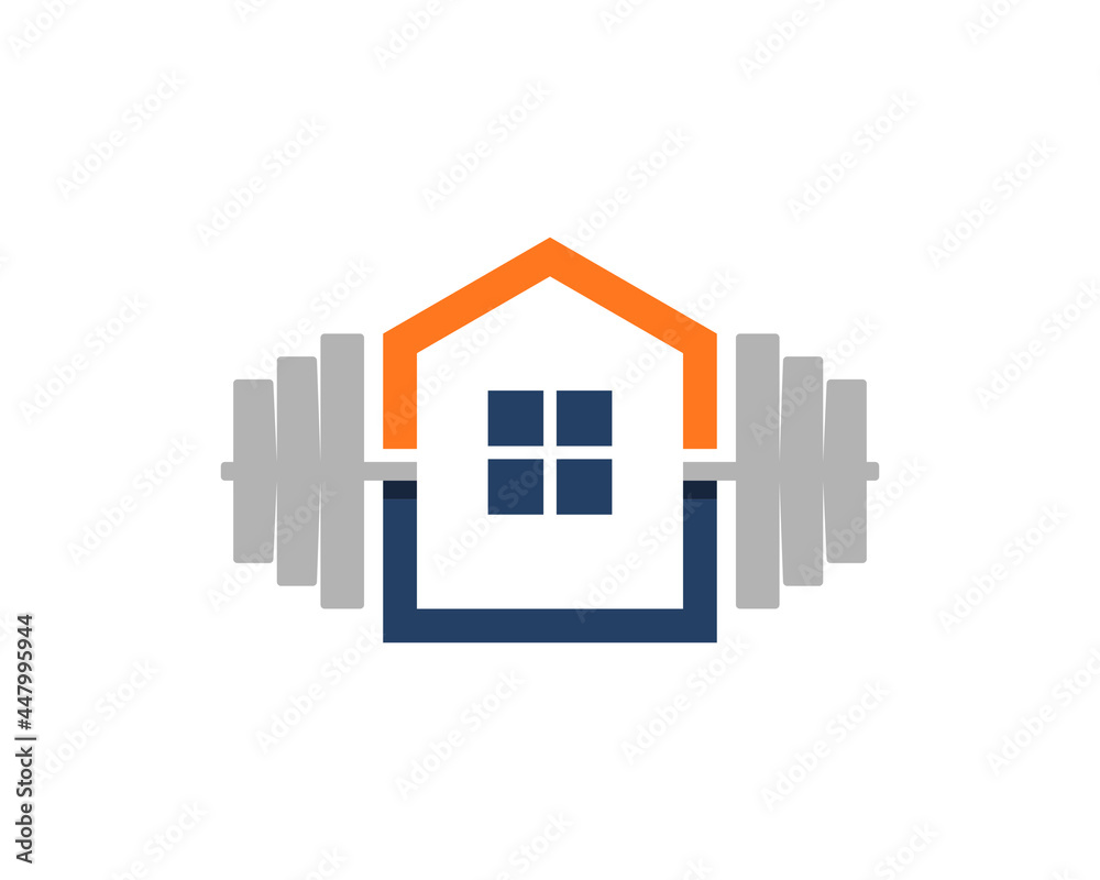 House with gym dumbbell in the middle House with gym dumbbell in the middle