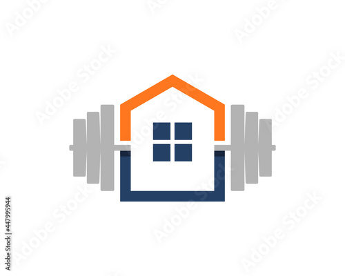 House with gym dumbbell in the middle