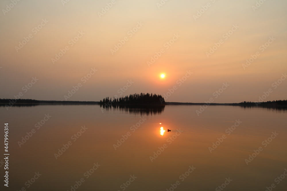 Haze Over The Astotin Lake, Elk Island National Park, Alberta Haze Over The Astotin Lake, Elk Island National Park, Alberta