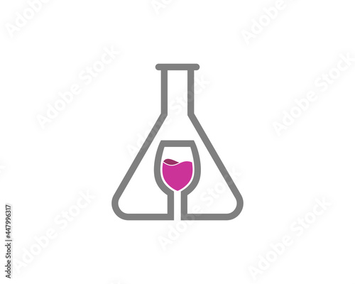Combination laboratory test tube with wine glass logo