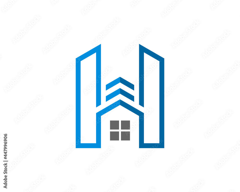 H Letter with house logo H Letter with house logo