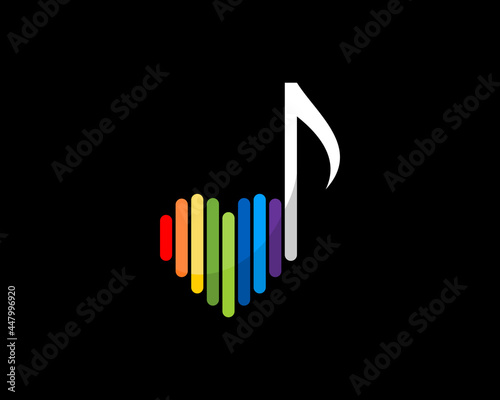 Music note with spectrum love striped logo