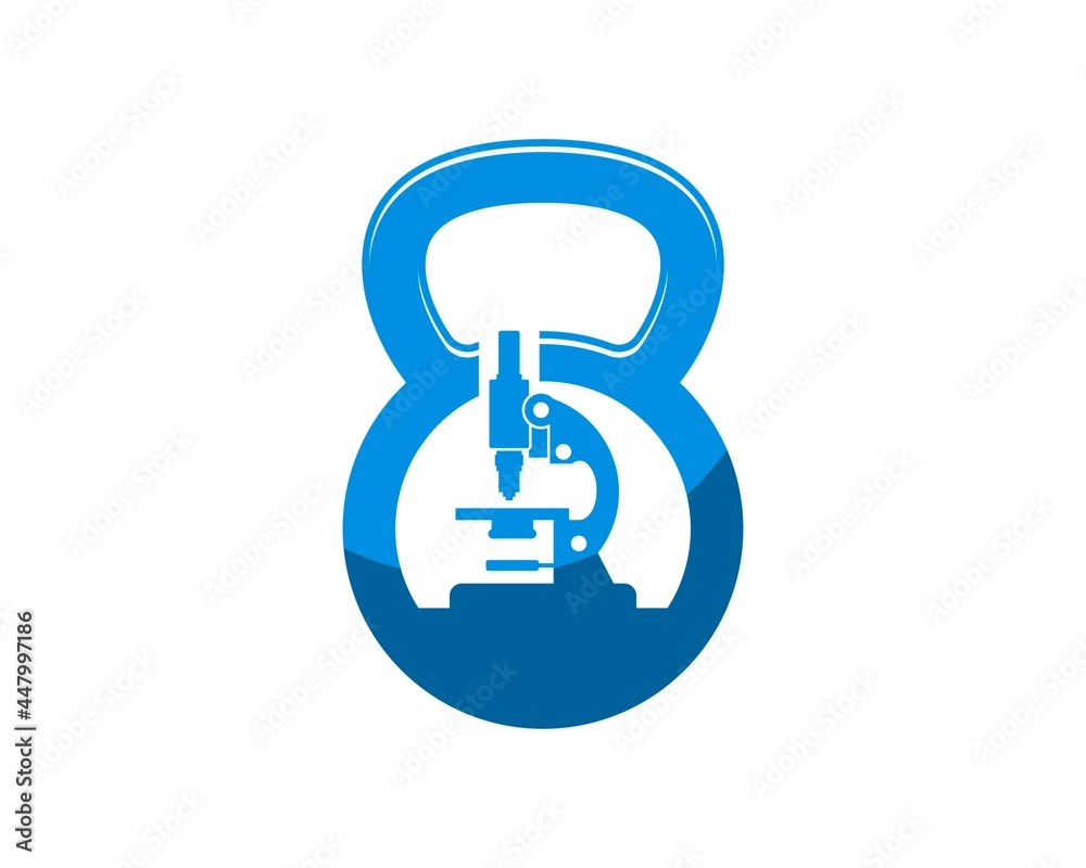 Gym kettle bell with laboratory microscope inside Gym kettle bell with laboratory microscope inside