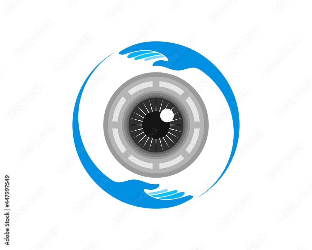 Circular hand care with healthy eye inside Circular hand care with healthy eye inside
