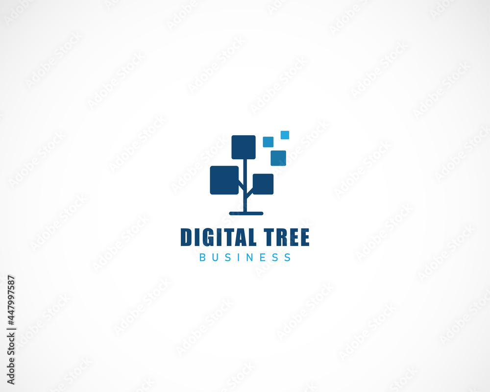 Obraz premium digital tree logo creative concept education technology icon