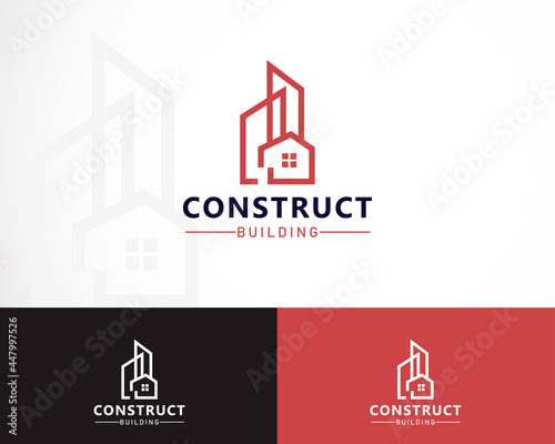 construct logo creative line building city real estate