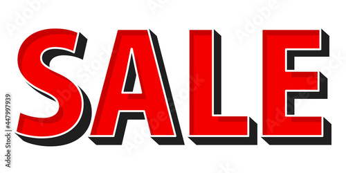 赤色のSALEの文字。特売品などに使える単語。