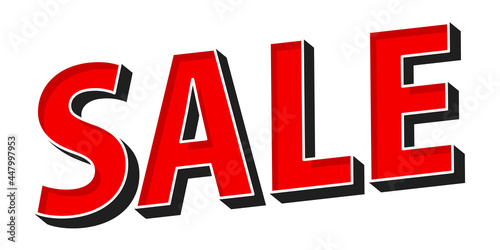 赤色のSALEの文字。特売品などに使える単語。