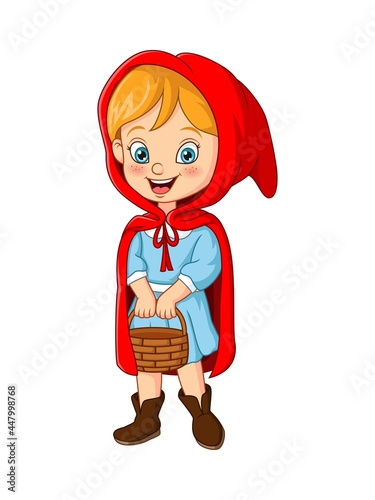 Cartoon little red riding hood holding a basket