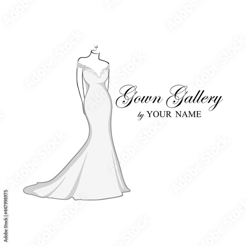 Beautiful Wedding Dresses Boutique Logo, Bridesmaid Gown Logo, Bridal Gown Logo Vector Design Template