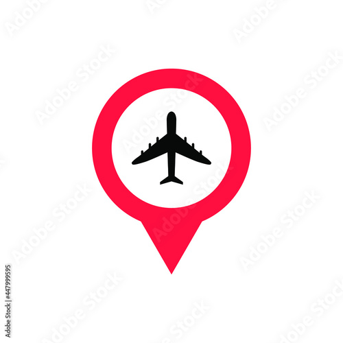 location of airplane or airport icon sign. airplane icon vector illustration. 