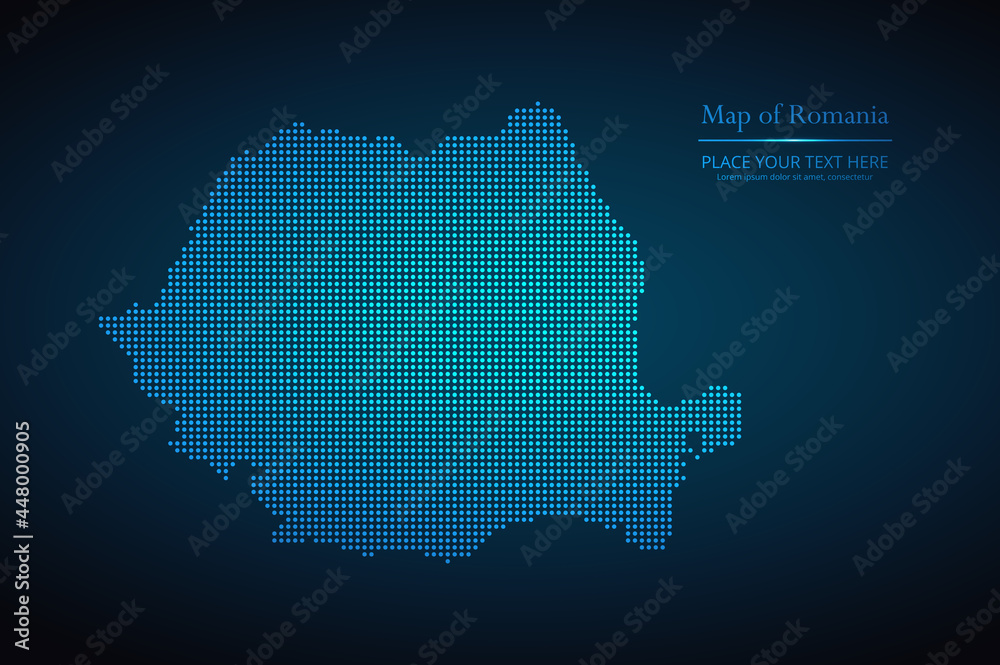 Dotted map of Romania. Vector EPS10.