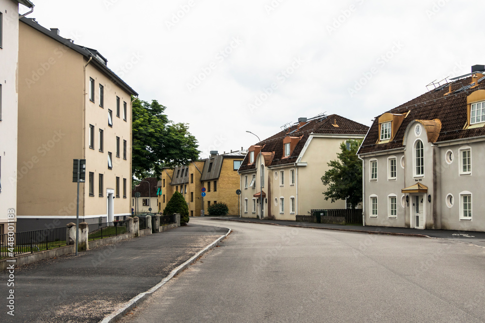 Boras, Sweden July 28, 2021 A residential street in downtown.