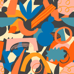 Keuken achterwand Kleurrijk patronen Funky geometrische collage met tropische vormen  © Tasiania